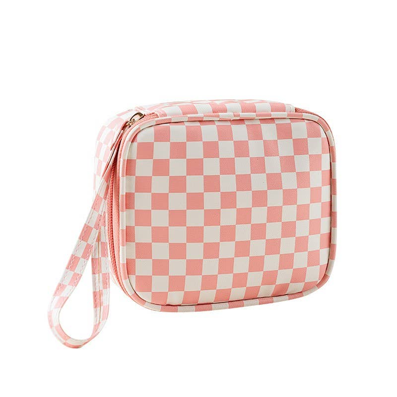 Cosmetic Pouch Bag-Travel Checker Makeup