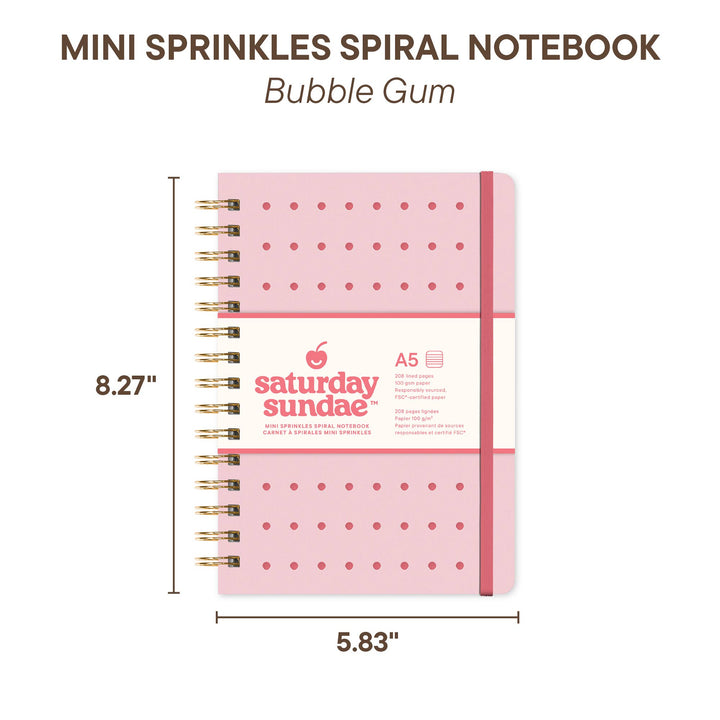 Spiral Notebook-Bubble Gum A5 Mini Sprinkles