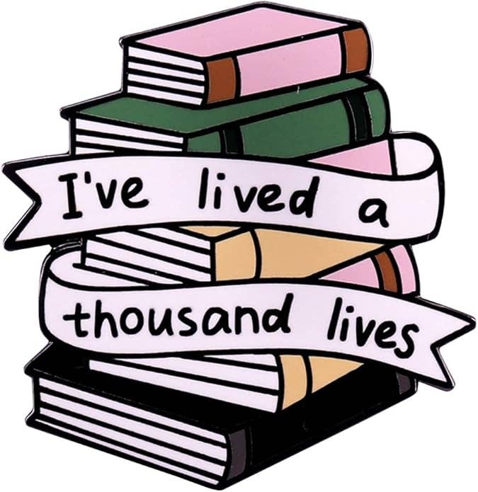 "I've Lived a Thousand Lives" Book Stack Enamel Pin