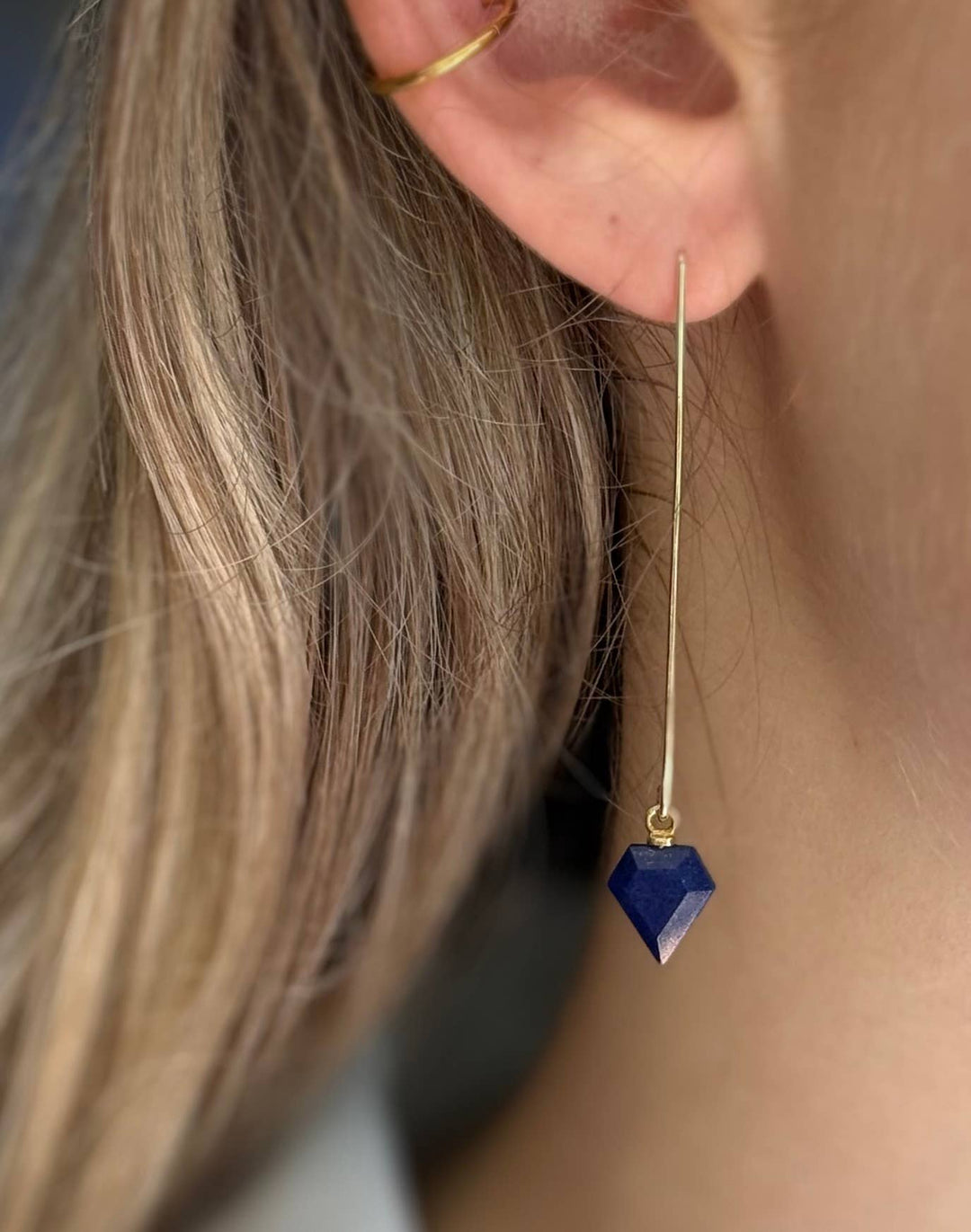 Earrings-Lapis shield