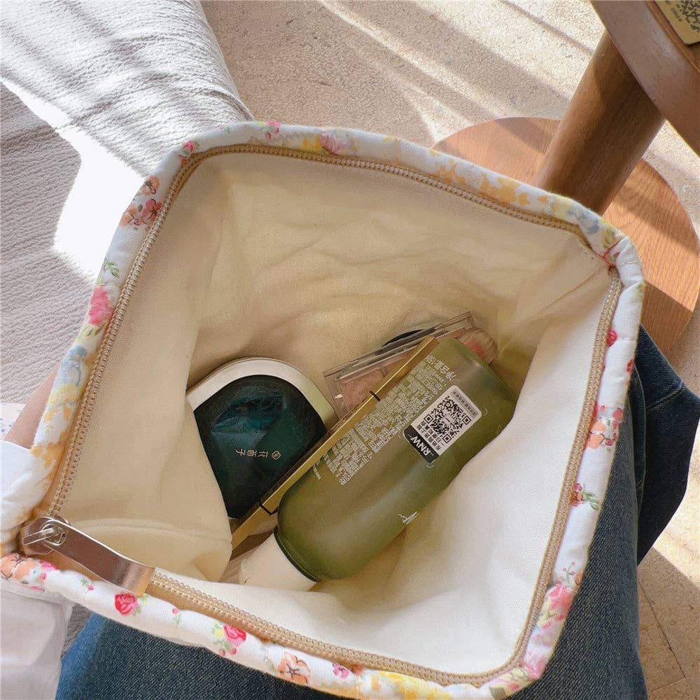 Flower Print Padded Large Capacity Cosmetic Bag DPB2417