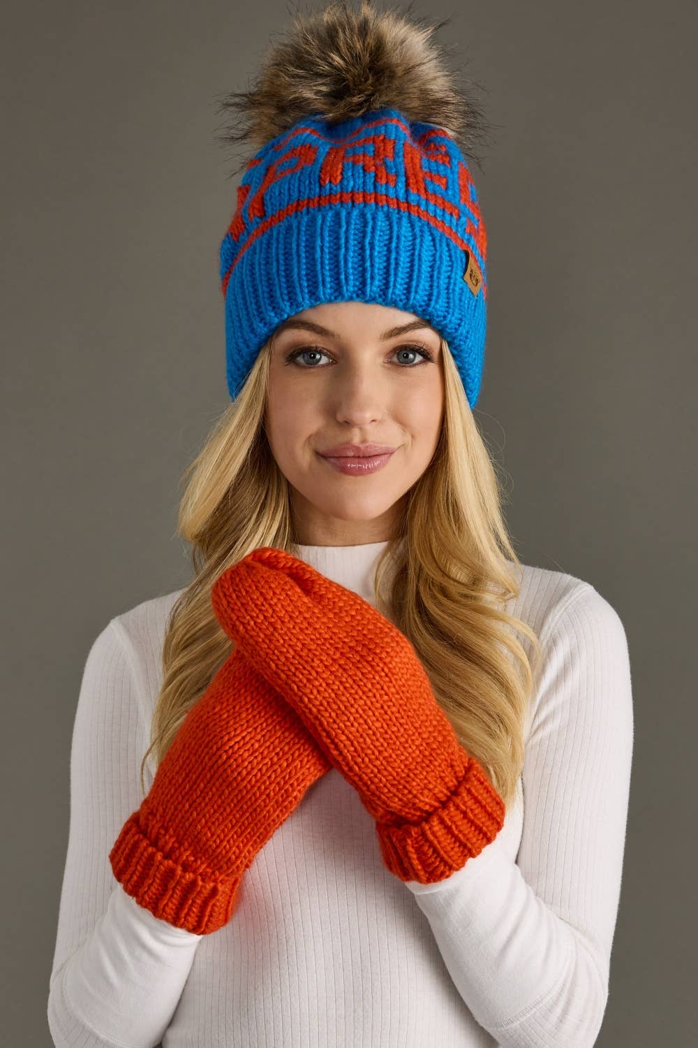 Mittens-Orange Cuffed Knit
