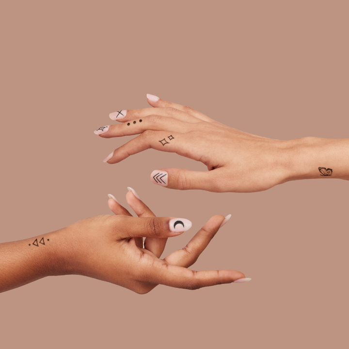 B&W Nail Art Temporary Tattoo Pack