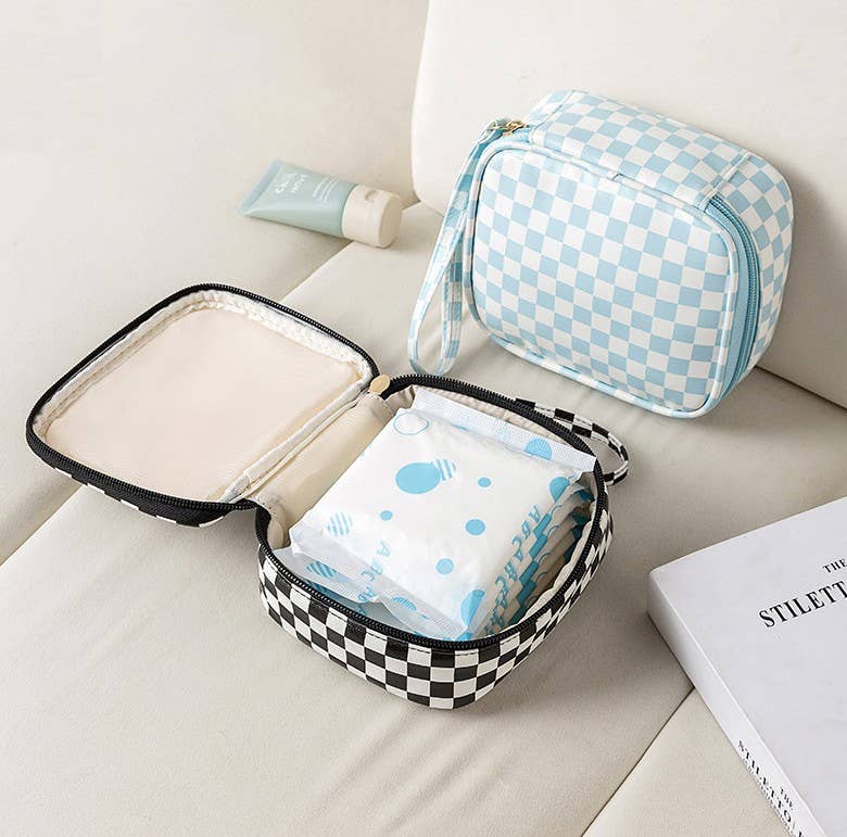 Cosmetic Pouch Bag-Travel Checker Makeup