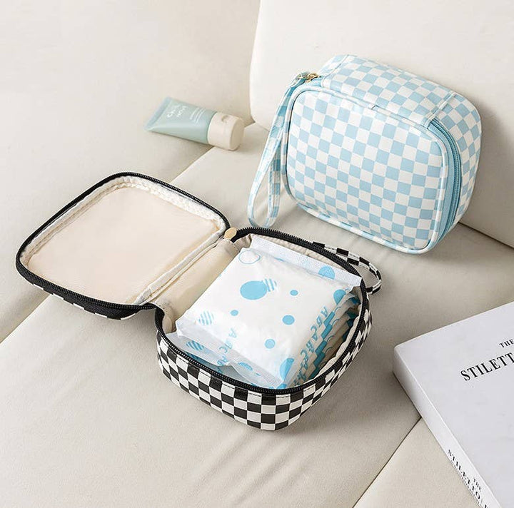 Cosmetic Pouch Bag-Travel Checker Makeup