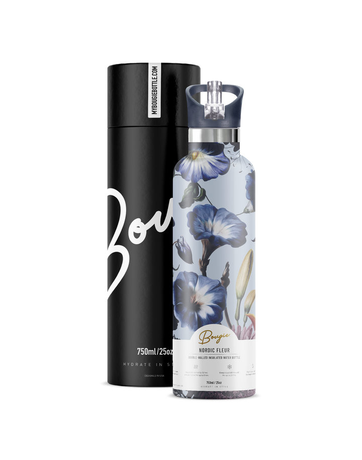 NORDIC FLEUR | 25 oz Insulated Water Bottle Flip' n' Sip Lid