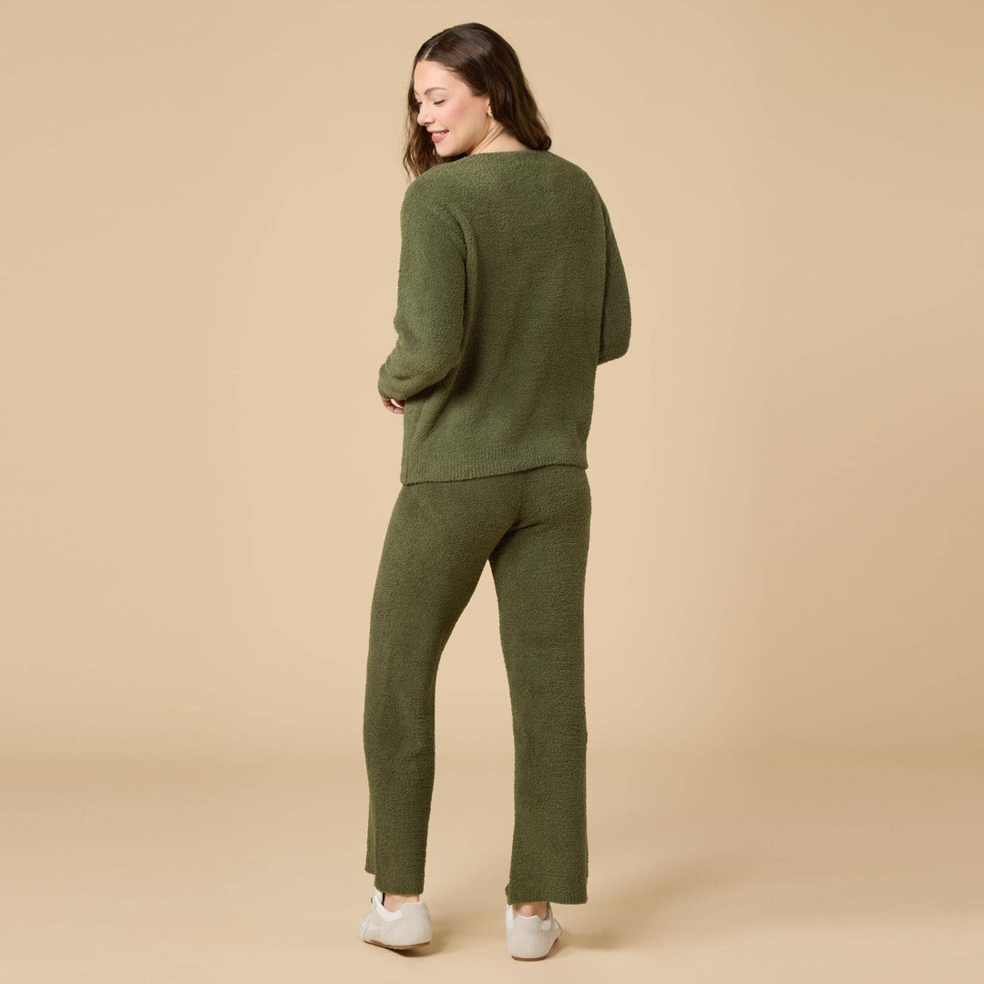 Women's Solid Marshmallow V-Neck Lounge Set
