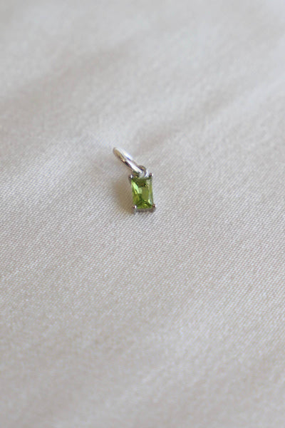 Birthstone Charm-Emerald Cut Silver