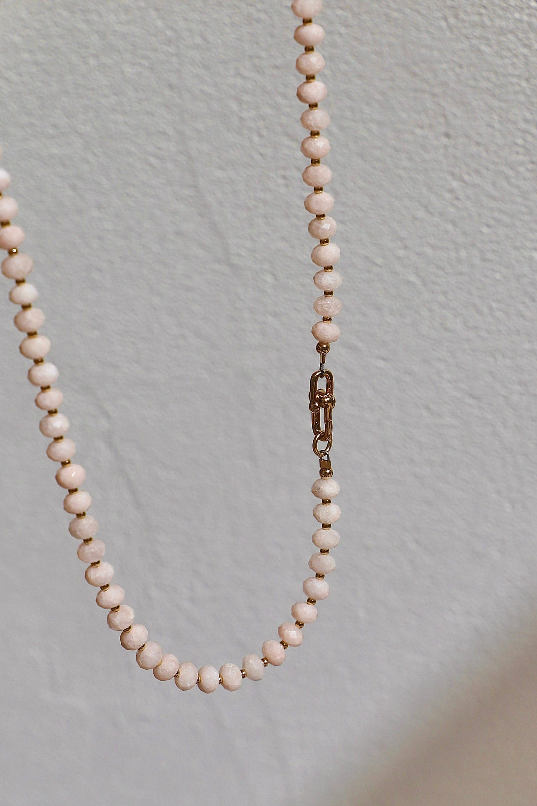 N1132 Necklace-Powder Morganite Beaded