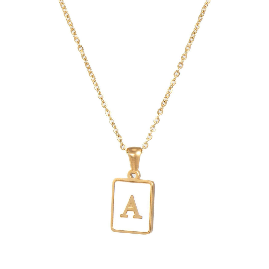 Square Initial 18K Gold-plated Shell Necklace