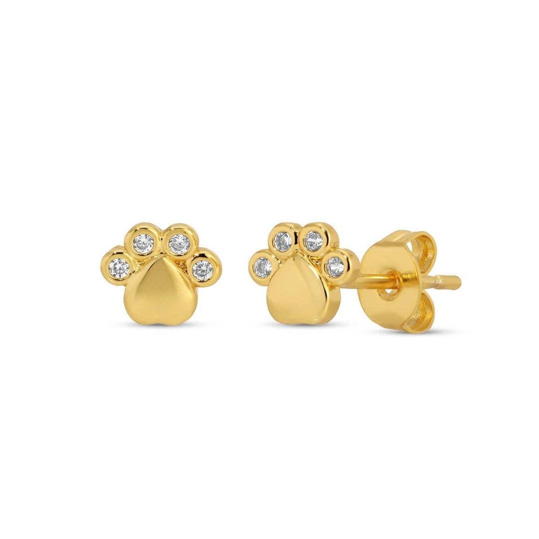 Velvet Gift Tag-Gold Paw Studs