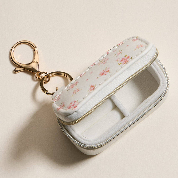 Travel Jewelry Case Keychain-Pink Floral
