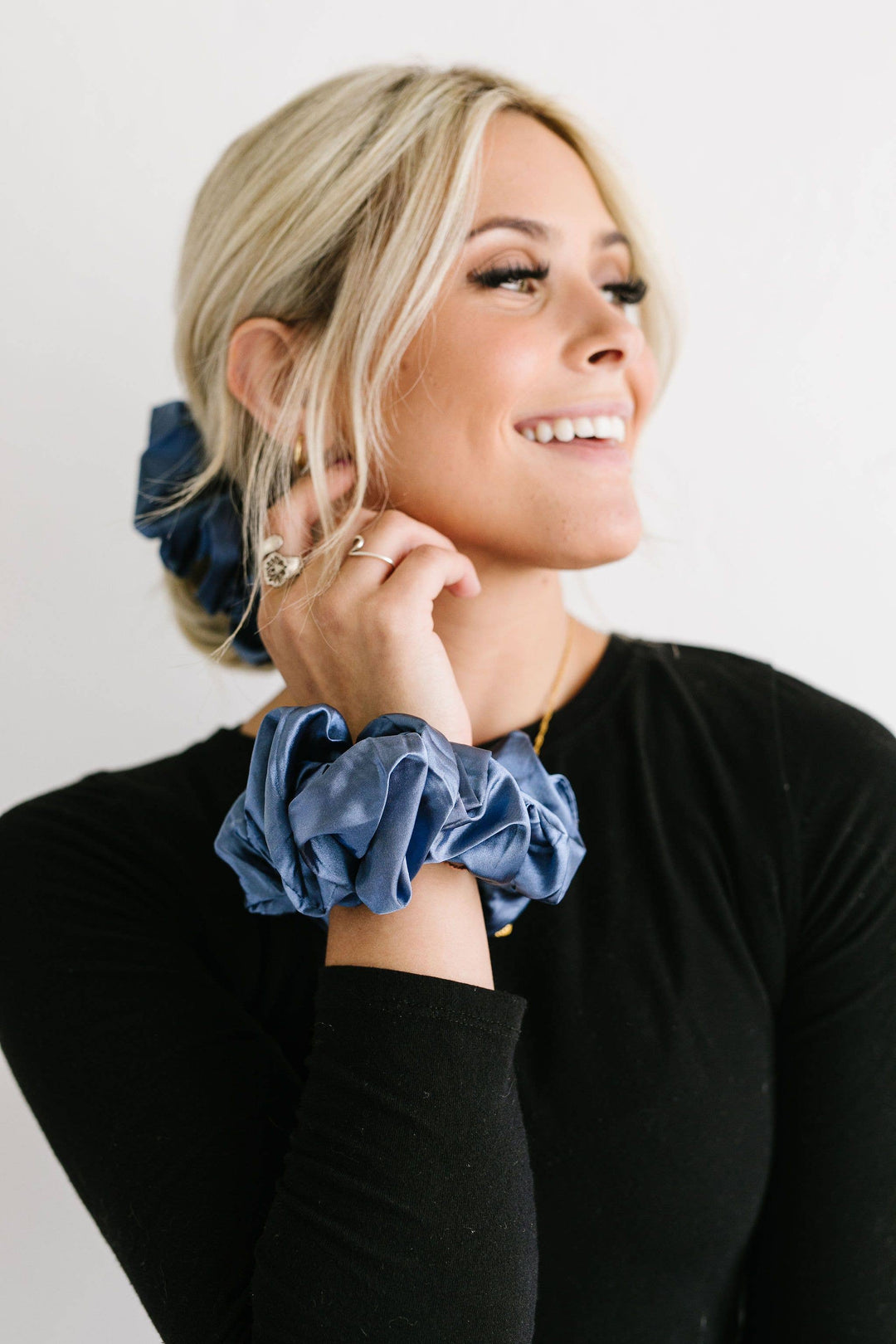 Midnight Moon Satin Jumbo Scrunchie