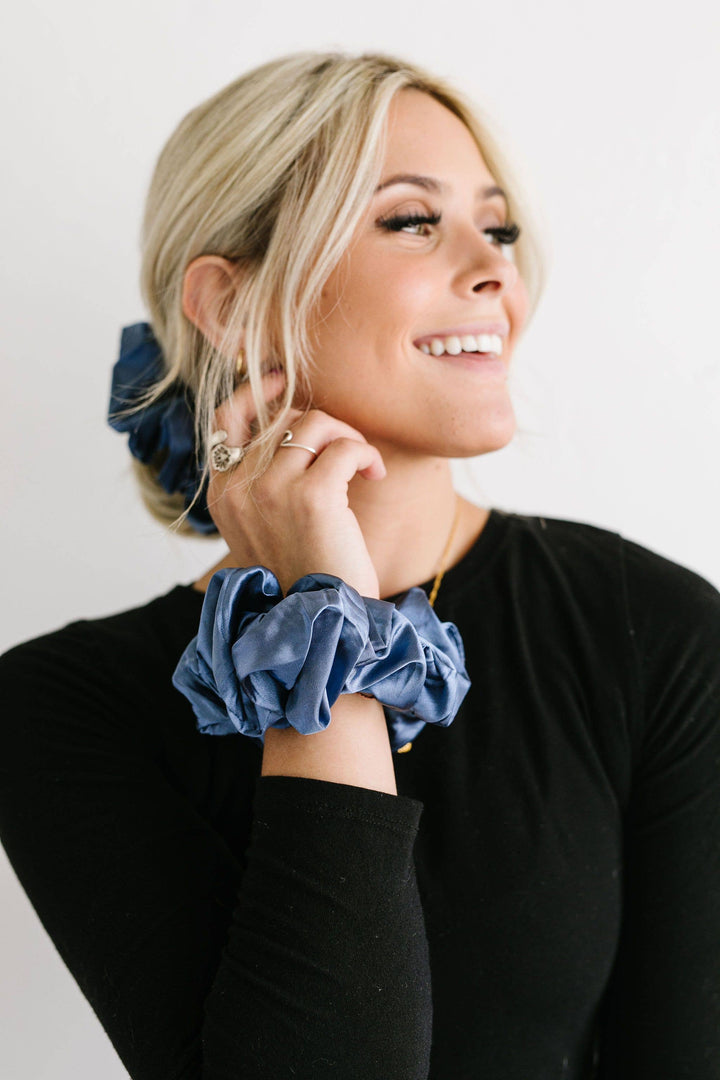Midnight Moon Satin Jumbo Scrunchie