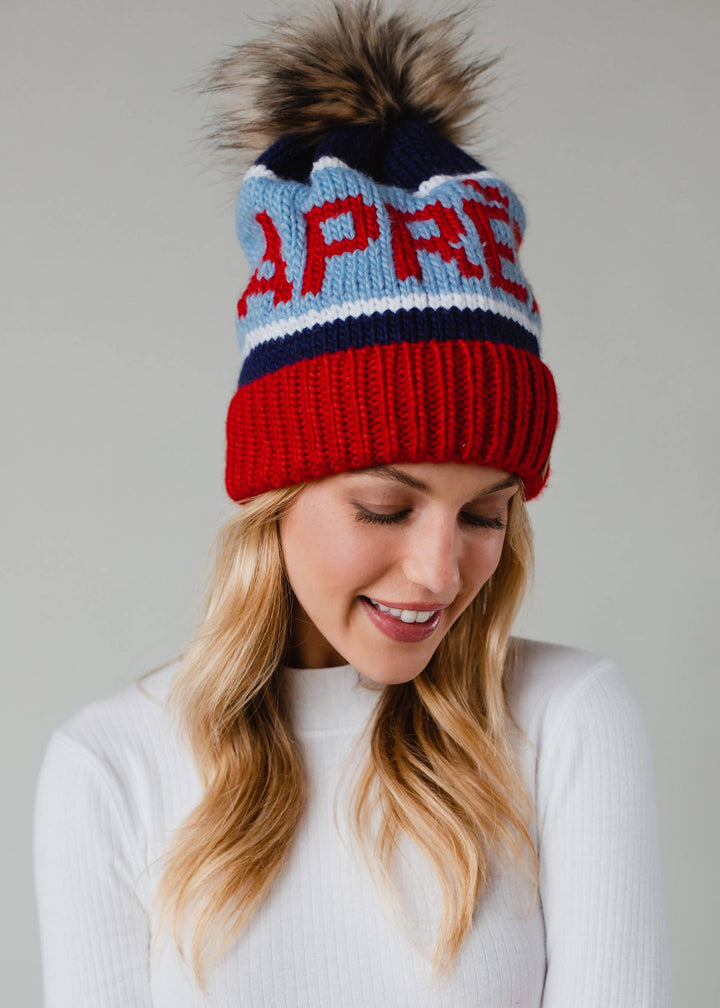 Pom Hat-Red, Lt. Blue & Navy Apres