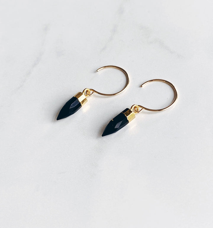 Earrings-Petite black onyx hoops