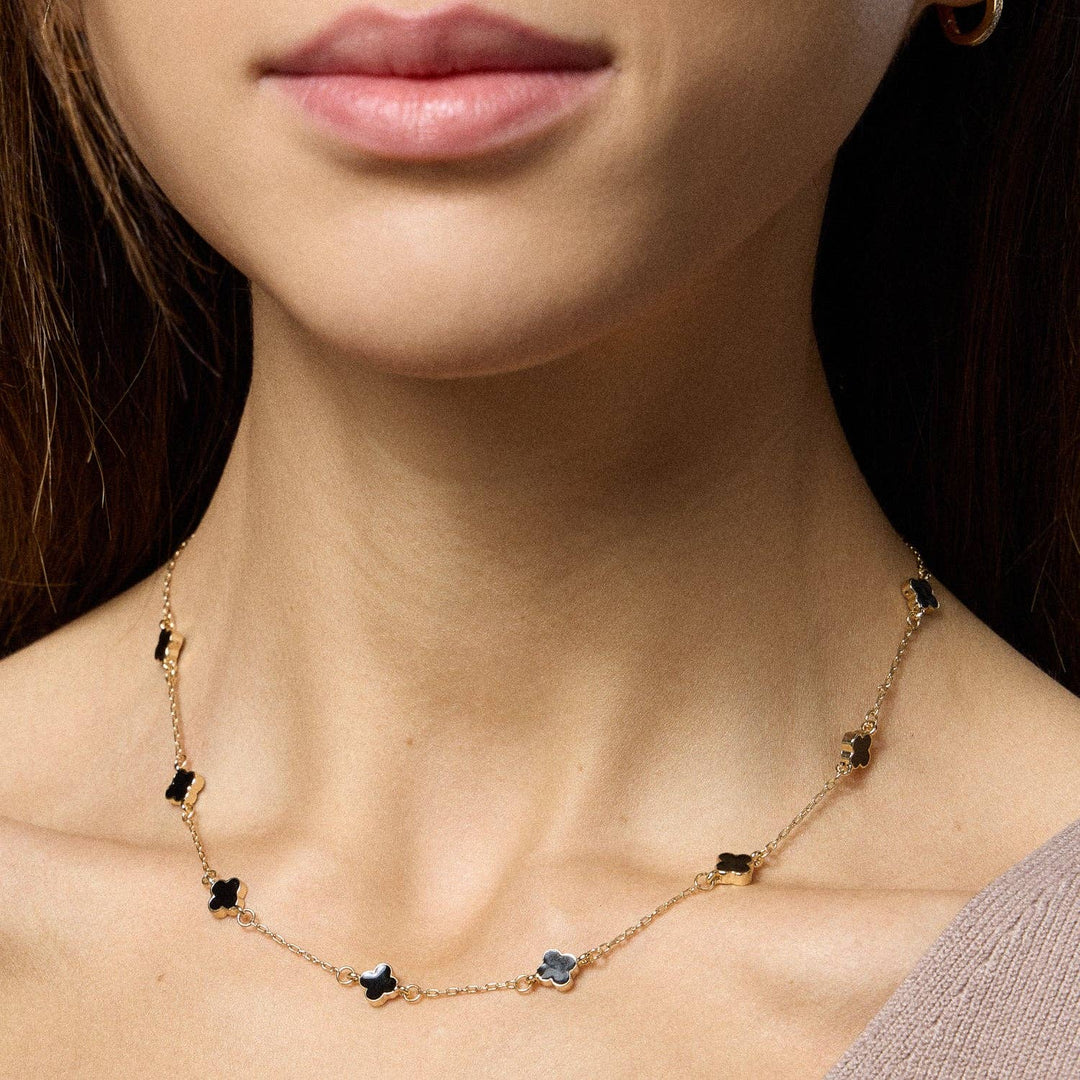 Necklace-Enamel Clover Station