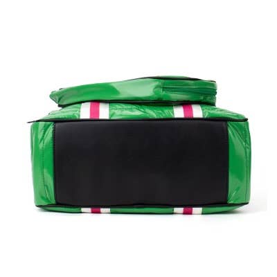 Puffer Pickle Ball Tote Green with Pink Stripe