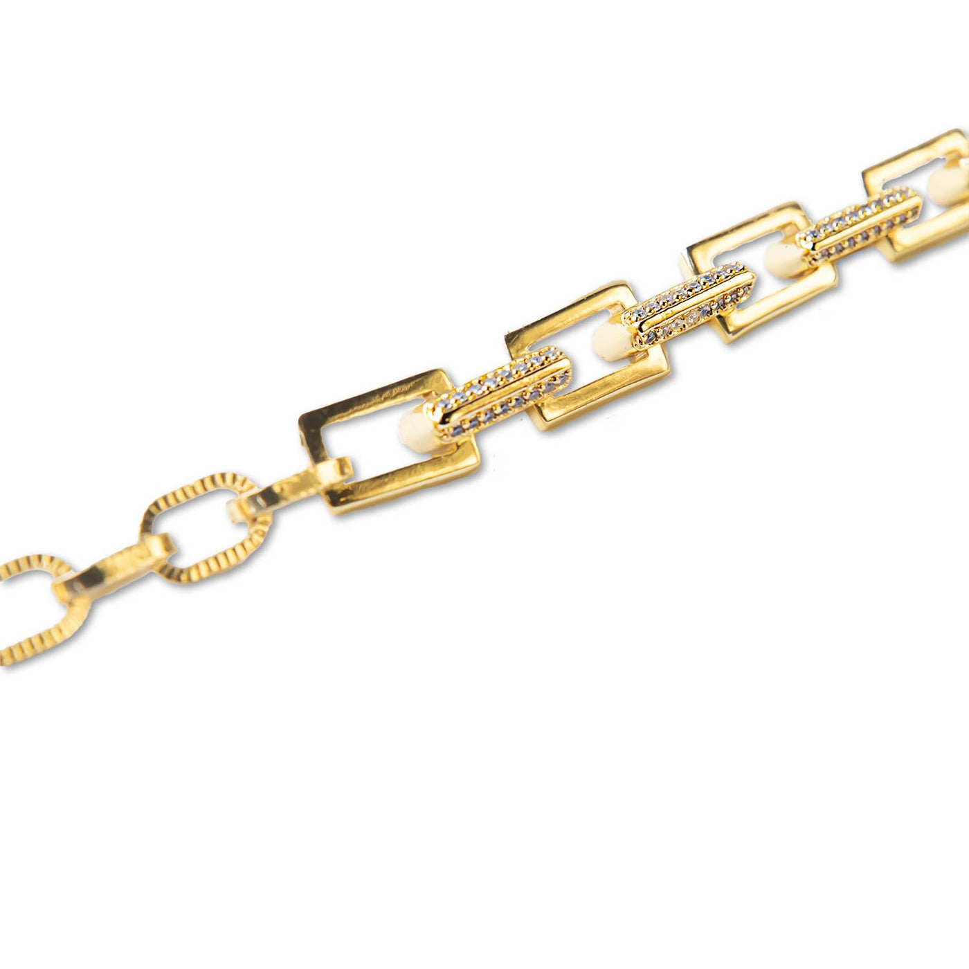 Gold Chain Bracelet-CZ Link, Gilded