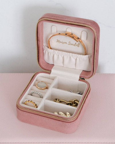 Pink Velvet Travel Jewelry Box - Corinne