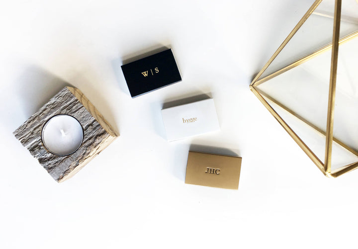 Custom Text Foil Embossed Matchbox: Gold on Black