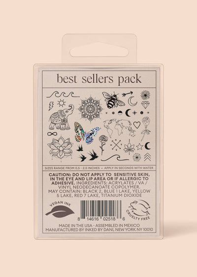 Best Sellers Temporary Tattoo Pack