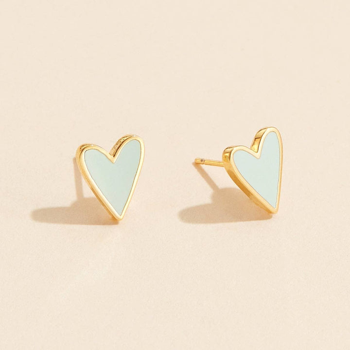 Enamel Heart 18K Gold Dip Stud Earrings