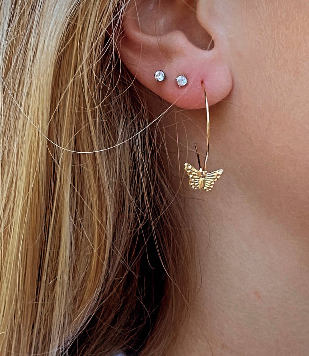 Earrings-Medium butterfly hoop