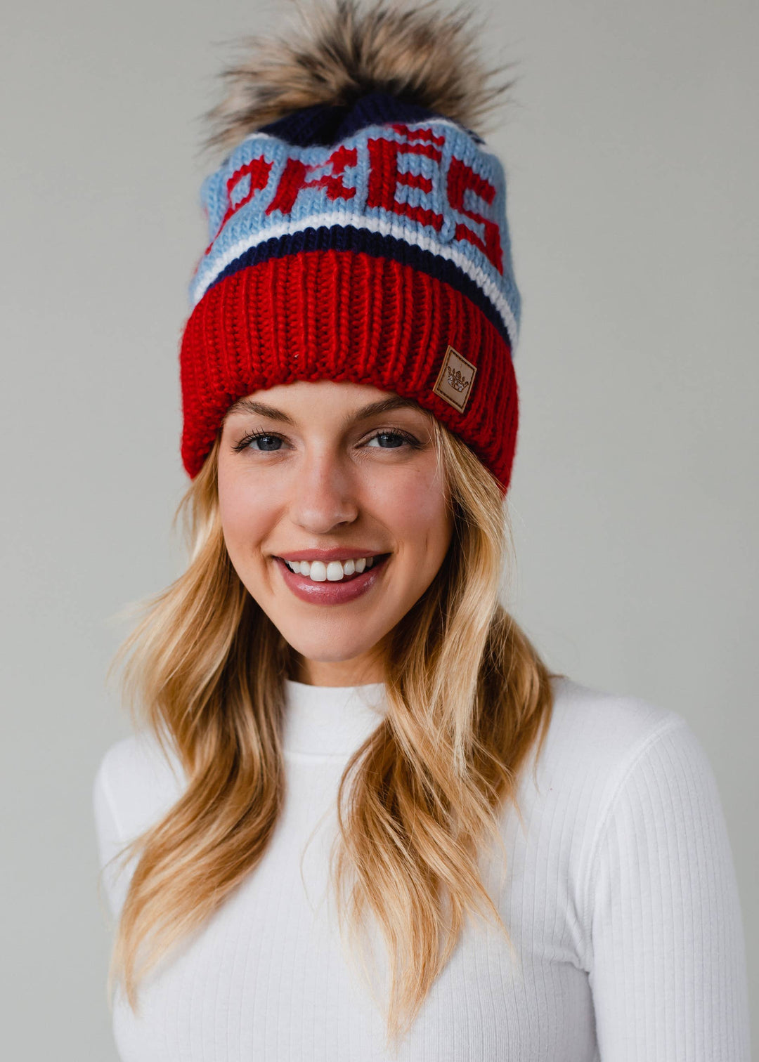 Pom Hat-Red, Lt. Blue & Navy Apres