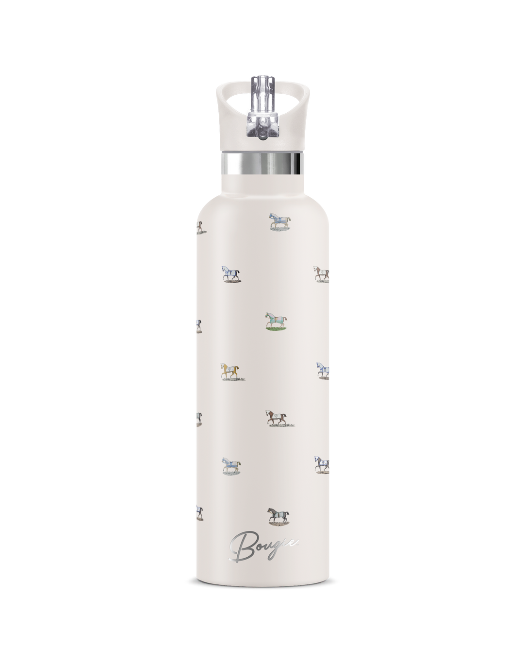 VEREDUS II Horse Motif Cream | 25 oz Insulated Water Bottle