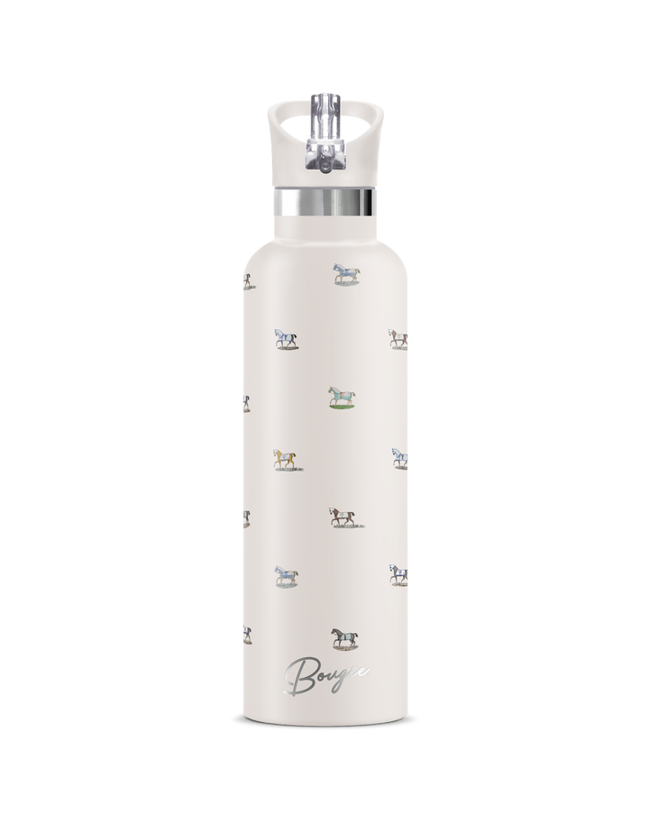 VEREDUS II Horse Motif Cream | 25 oz Insulated Water Bottle