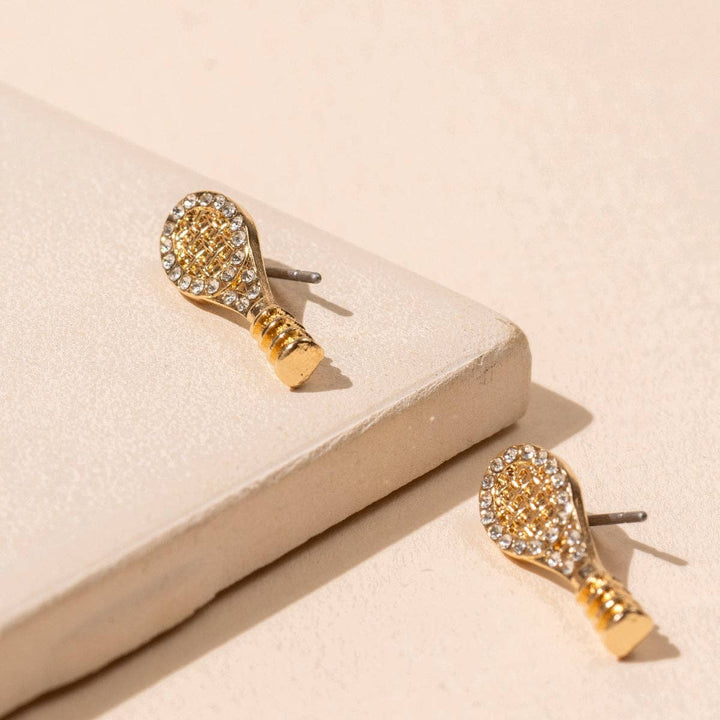 Tennis Racquet 18K Gold Dip Stud Earrings