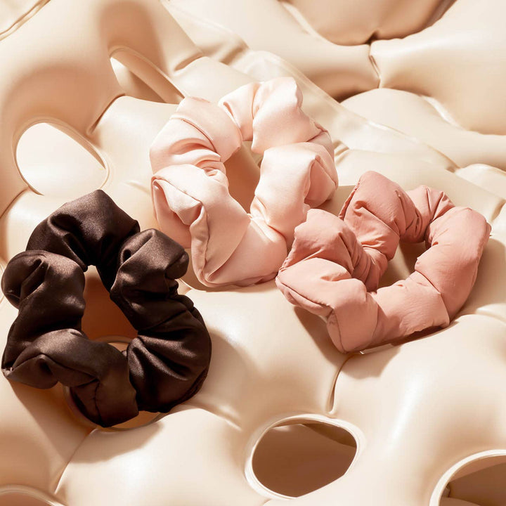 Recycled Fabric Cloud Scrunchies 3pc Set - Rosewood