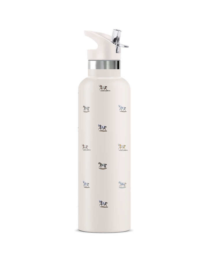 VEREDUS II Horse Motif Cream | 25 oz Insulated Water Bottle