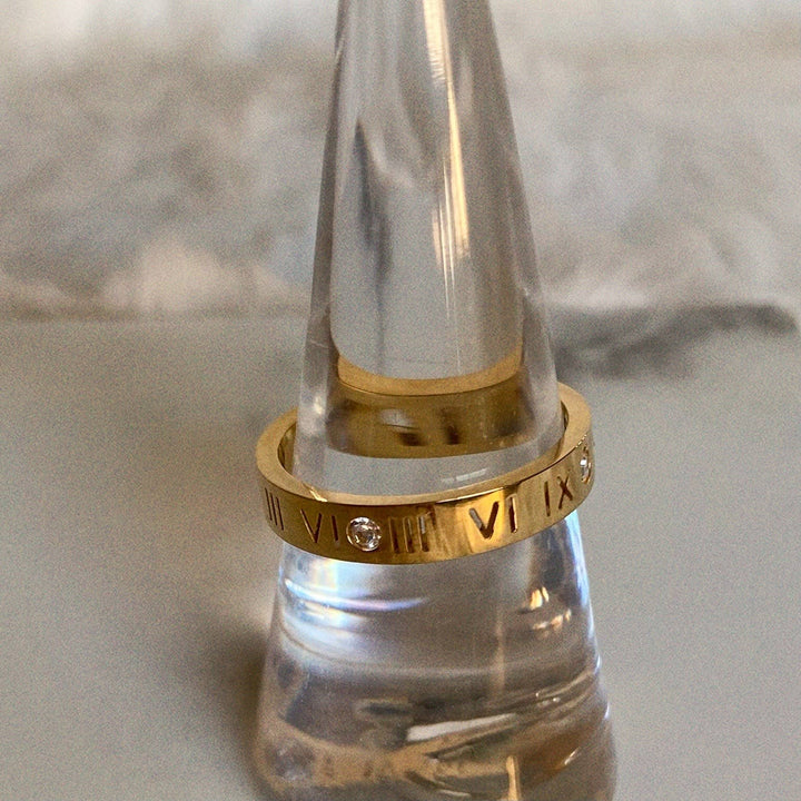 Ring-18K Gold Plated Fate Band, Stainless Steel