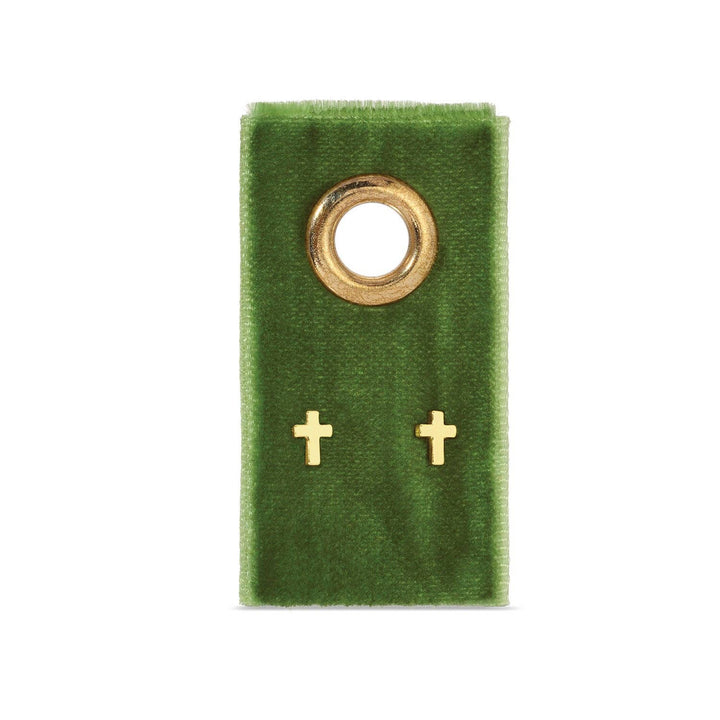Velvet Gift Tag-Silver Small Cross Studs
