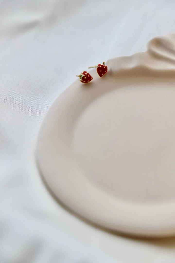 E1672G Gold Earrings-Mini Strawberry Studs
