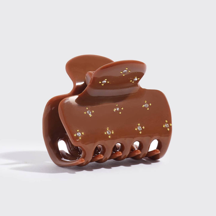 Recycled Plastic Rhinestone Medium Puffy Claw Clip-Camel