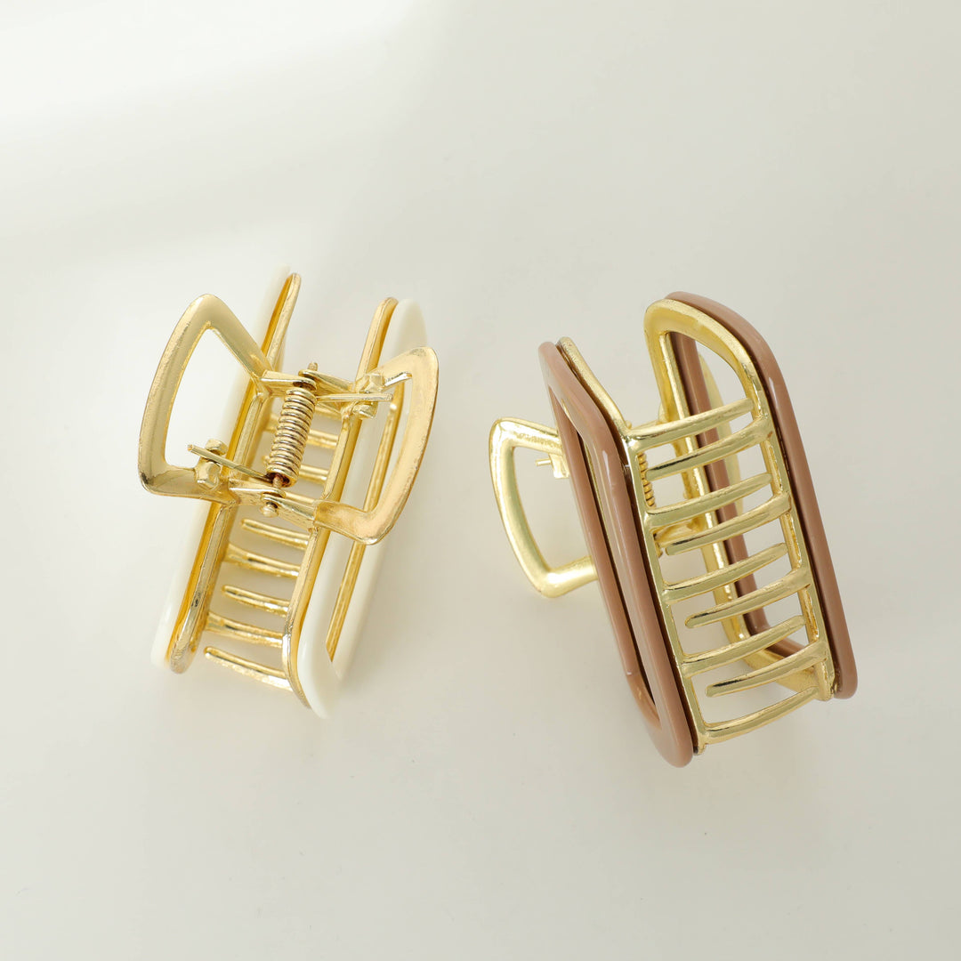 Harlow Solid | Medium Hollow Rectangle Metal Claw Clip