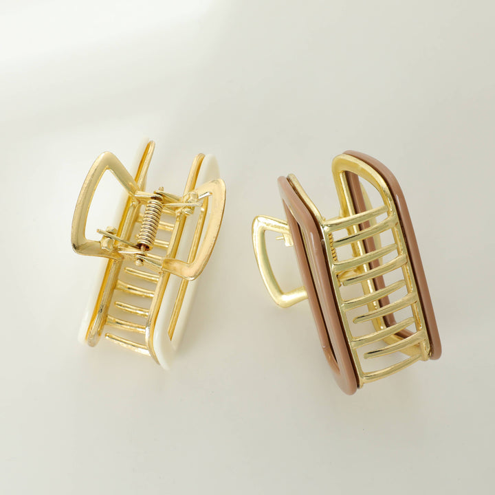 Harlow Solid | Medium Hollow Rectangle Metal Claw Clip