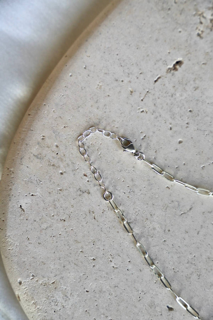 CN1574S Silver Necklace-Mini Paperclip Puff Heart