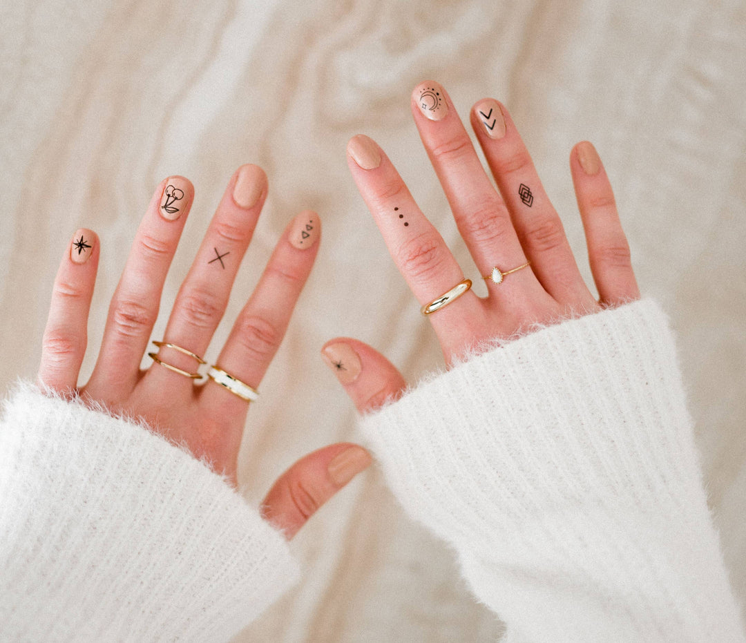 B&W Nail Art Temporary Tattoo Pack