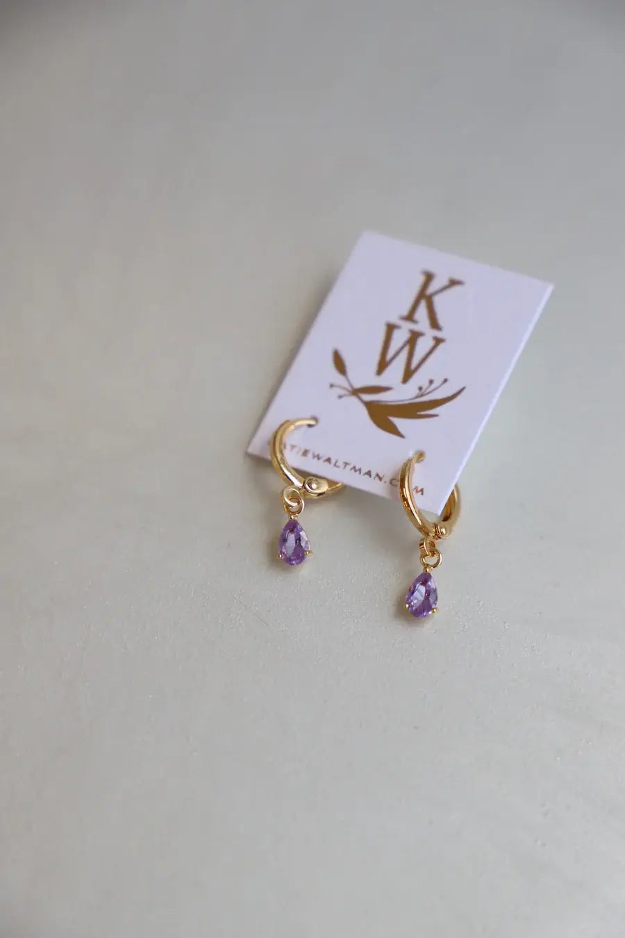 E1590 Gold Earrings-Birthstone Teardrop