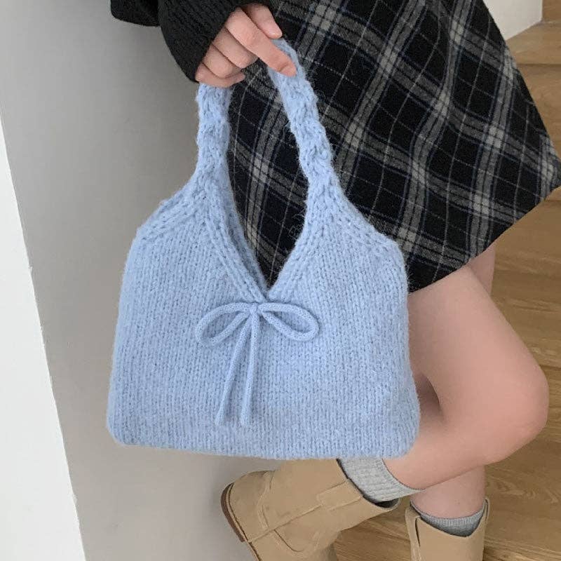 Cute Bow Knot Knit Handbag Underarm Bag DP25H585