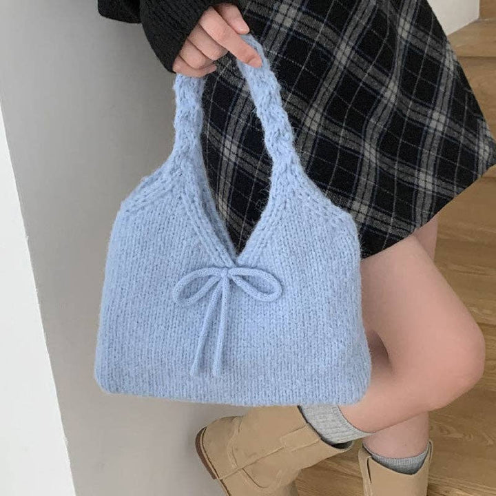 Cute Bow Knot Knit Handbag Underarm Bag DP25H585