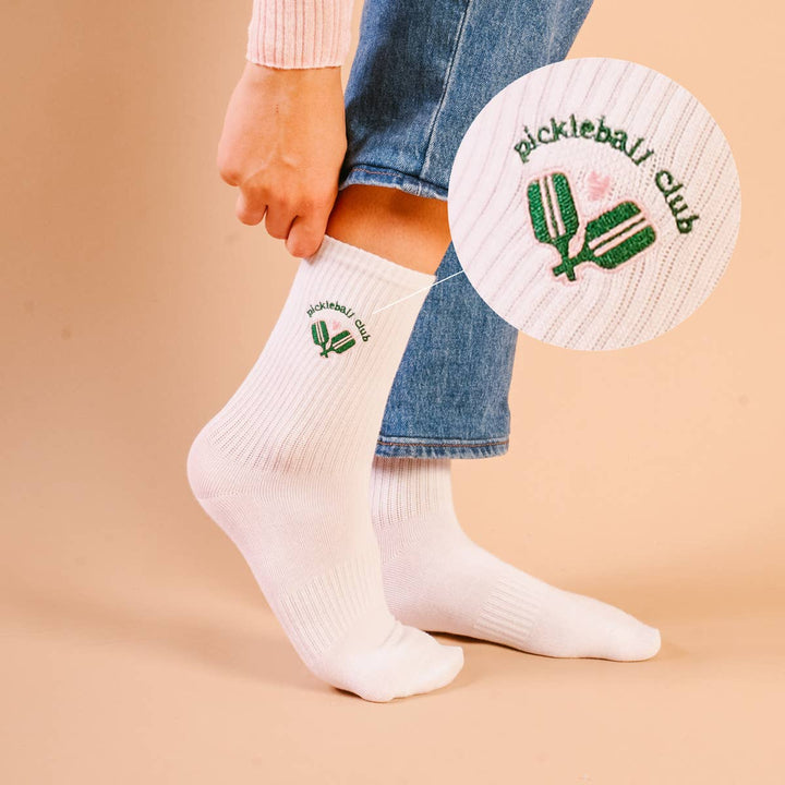 Embroidered Crew Socks–Pickleball Club