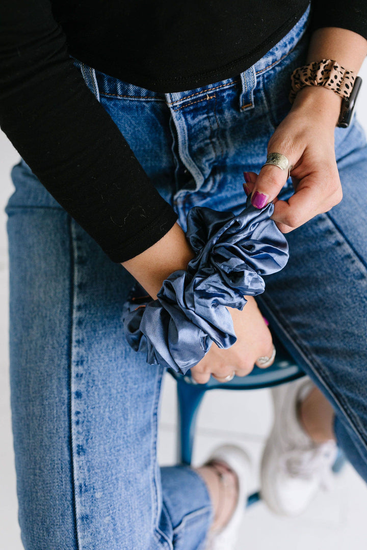 Midnight Moon Satin Jumbo Scrunchie