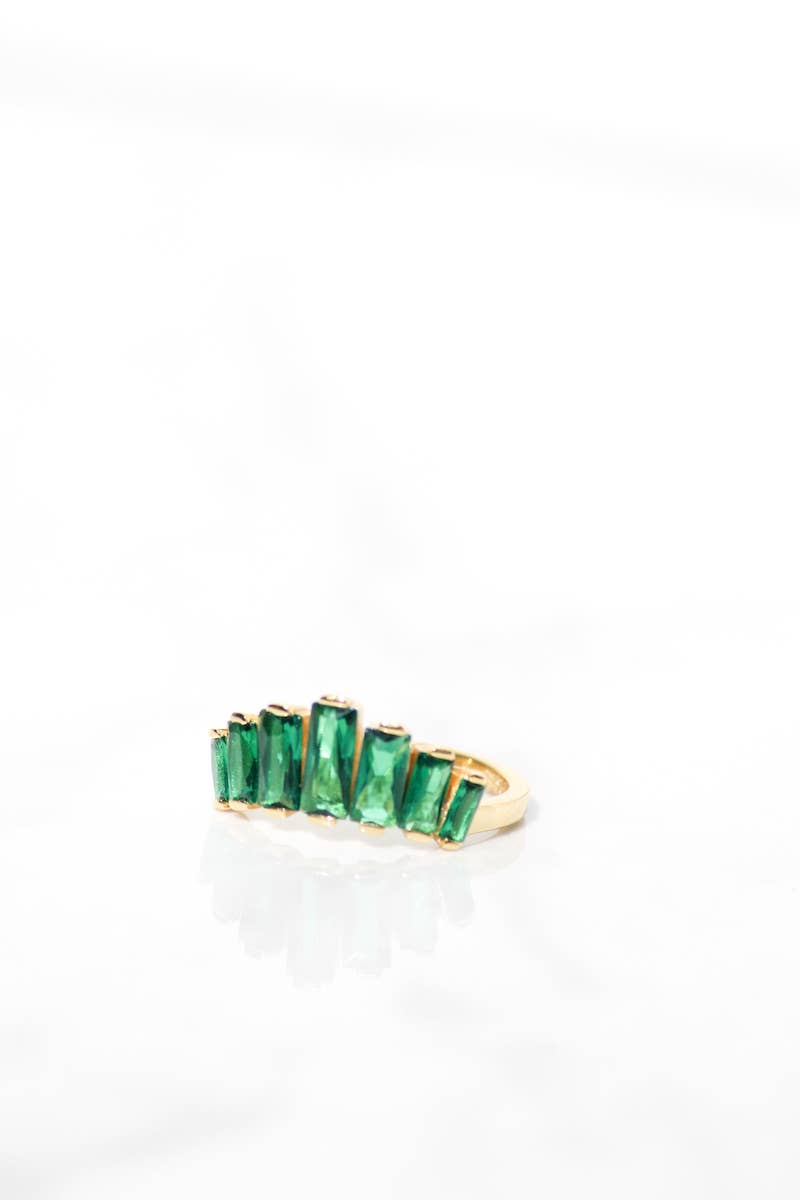 Ring-Alix Emerald 14K Gold Vermeil Crown Stack