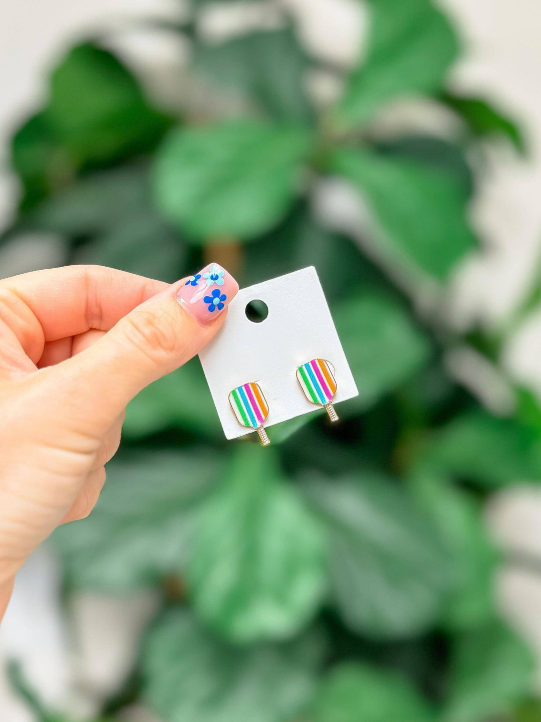 Enamel Stud Earrings-Pickleball