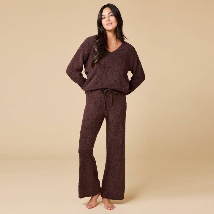 Women's Solid Marshmallow V-Neck Lounge Set